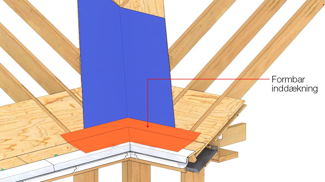 Formbart materiale fastgøres med søm i krydsfiner