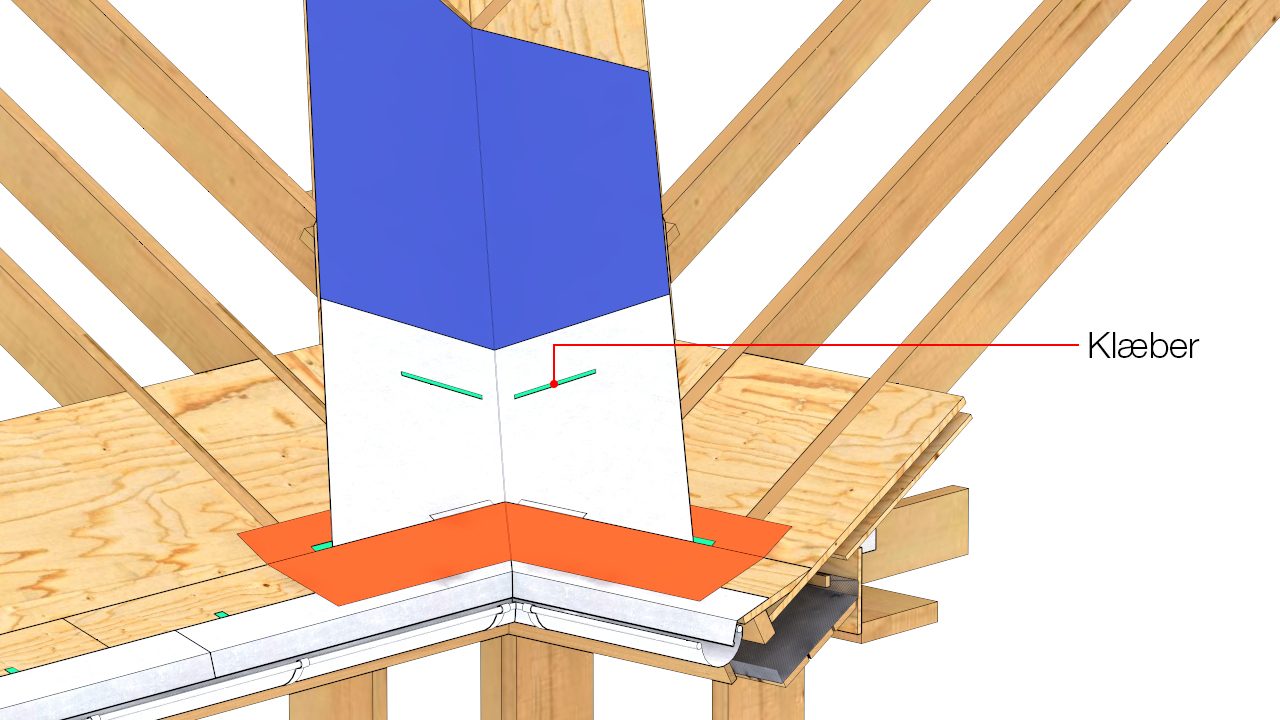 Klæber, fx butylbånd, på inddækningen