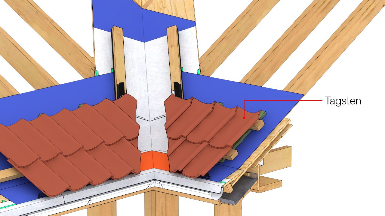 Tagsten tildannes ved skotrende