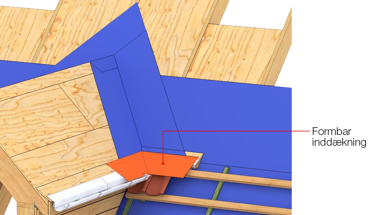 Formbart materiale fastgøres med søm i krydsfiner