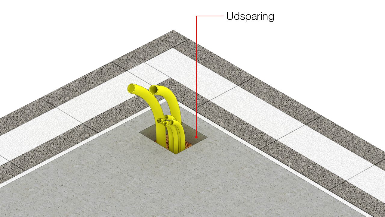 Udsparingskasse fjernes, når beton er hærdet