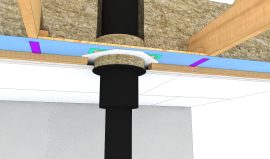 Stålskorsten i loftkonstruktion