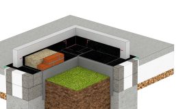 Fugt- og radonspærre ved indadgående hjørne