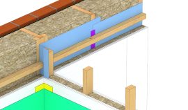 Overgang mellem dampspærre og vådrumsmembran i væg