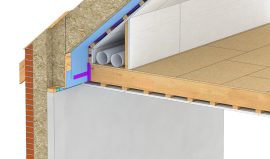 Skunkvæg/bjælkelag og underliggende loft (varm skunk)